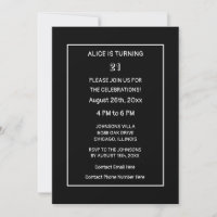 21st Birthday Modern Minimalist Black White Custom
