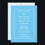 21st Birthday Modern Minimalist Blue White Custom Invitation<br><div class="desc">Printed with elegant,  classy blue white background and personalised text templates which you can edit and customise! You may also change colours and change age if you wish!</div>