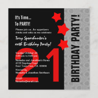 21st Birthday Modern Red Silver Black A13 Red Star
