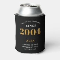 21st Birthday Name 2004 Black Gold Elegant Chic