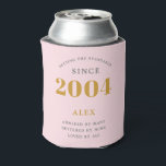 21st Birthday Name 2004 Pink Grey Elegant Chic Can Cooler<br><div class="desc">A personalised elegant can cooler that is easy to customise for that special birthday party occasion.</div>