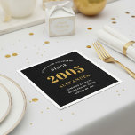 21st Birthday Name 2005 Black Gold Elegant Chic Napkin<br><div class="desc">Premium 21st Birthday Black and Gold Personalised Paper Napkins - Celebration Elegance. Celebrate a milestone birthday in style with our chic, premium-quality, birthday paper napkins. Exquisitely designed with a striking black and gold colour scheme, these napkins add a touch of luxury and sophistication to any birthday bash. Express your personal...</div>