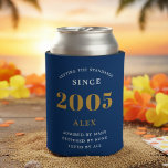 21st Birthday Name 2006 Blue Gold Elegant Chic Can Cooler<br><div class="desc">Luxurious 21st Birthday Blue and Gold Can Cooler: The perfect party companion. Our high-quality 21st Birthday Can Cooler is made to help you toast to the big milestone in style. Crafted in sleek blue and accented with gold, it brings a touch of luxury to your celebration. Not just a pretty...</div>