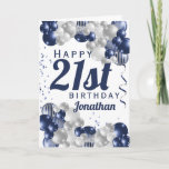 21st Birthday Navy Blue Balloons Card<br><div class="desc">A gorgeous navy and silver balloon happy 21st birthday card. This fabulous design is the perfect way to wish someone a happy twenty-first birthday (or any age!) Personalise with our own custom name and message. Blue coloured typography and gorgeous navy blue and silver balloons.</div>