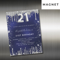 21st birthday navy blue silver glitter luxury