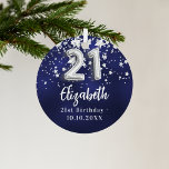 21st birthday navy blue silver stars metal tree decoration<br><div class="desc">A navy blue background colour with faux silver stars. The blue colour is uneven.  Add your name,  text/date</div>