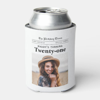 21st Birthday Newspaper Can Cooler