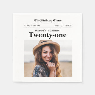 21st Birthday Newspaper Napkin