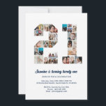 21st Birthday Number 21 Custom Photo Collage Invitation<br><div class="desc">Celebrate momentous 21st Birthday with this cute invitation. It's a personalised photo collage invite that allows you to create a truly unique and memorable design. This customisable template lets you insert your own cherished photos, capturing the precious moments of your life. This invitation is perfect for commemorating your twenty first...</div>