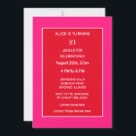 21st Birthday Orange Pink Red Modern Minimalist Invitation<br><div class="desc">Printed with bold colours and personalised text templates which you can edit and customise!</div>
