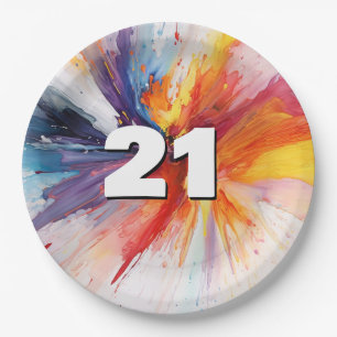 21st Birthday Paint Blast  Paper Plate