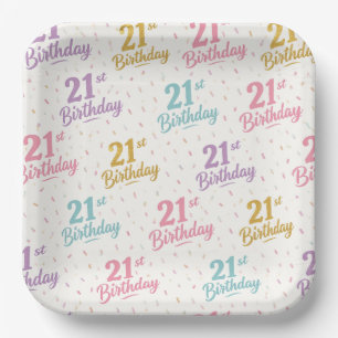 21st Birthday Paper Plates, Twenty-First Party Plate
