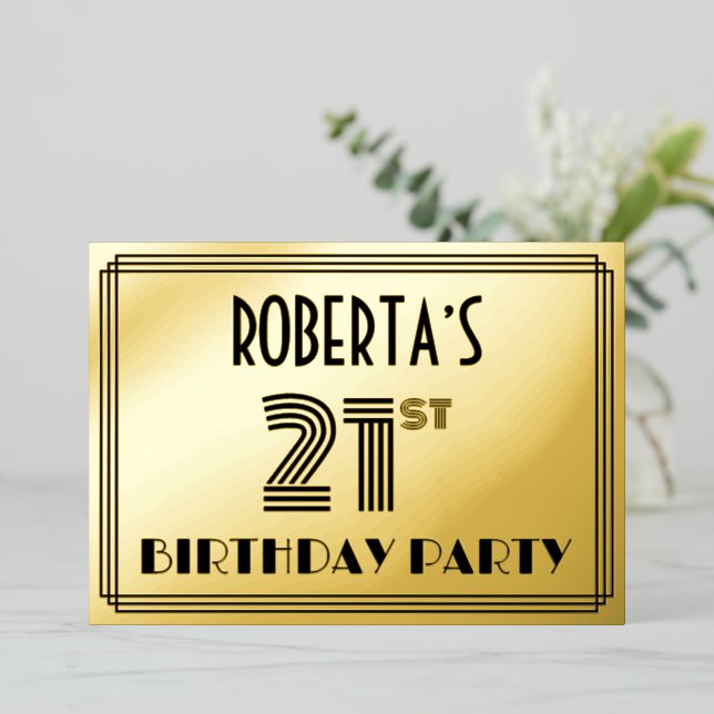 21st Birthday Party — Art Deco Style “21” & Name (Standing Front)