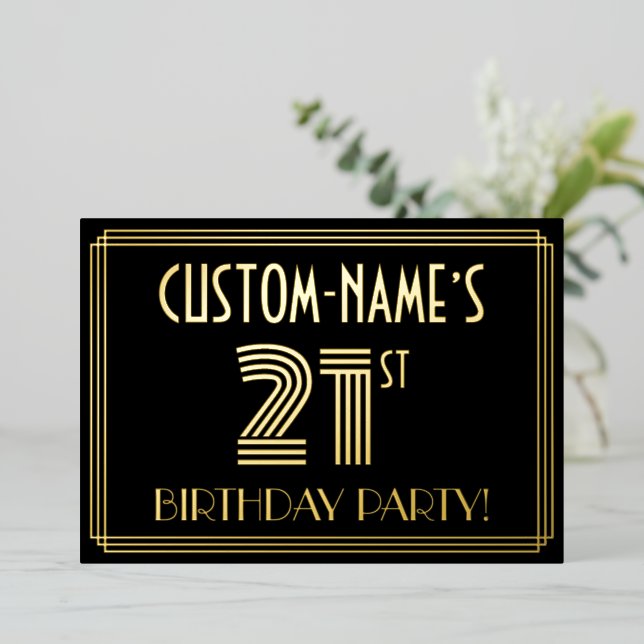 21st Birthday Party — Art Deco Style “21” + Name (Standing Front)