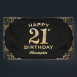 21st Birthday Party Black and Gold Glitter Banner<br><div class="desc">21st Birthday Party Black and Gold Glitter Frame Banner. For further customisation,  please click the "Customise it" button and use our design tool to modify this template.</div>