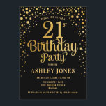 21st Birthday Party - Black & Gold Invitation<br><div class="desc">21st Birthday Party Invitation.
Elegant design in black and faux glitter gold. Features stylish script font and confetti. Message me if you need custom age.</div>
