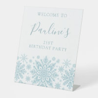 21st Birthday Party Blue White Snowflake Welcome