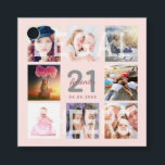 21st birthday party blush rose gold legal photo favour tags<br><div class="desc">A favour tag for a 21st birthday party, celebrating her life with a collage of 8 of your photos. Personalise and add a name, age 21 and a date. Date of birth or the date of the party. White and dark rose gold coloured letters. Elegant and trendy rose gold, blush...</div>