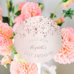 21st birthday party blush rose gold stars name balloon<br><div class="desc">Girly and trendy balloons for a 21st birthday party. A feminine light pink, rose gold background decorated with rose gold dripping stars. Personalise and add a date, name/age 21. Curved text and dark rose gold coloured letters. The name is written with a modern hand lettered style script. Perfect as party...</div>