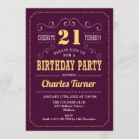 21st Birthday Party - Burgundy Gold
