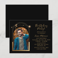 21st Birthday Party Celestial Photo Black Gold