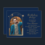 21st Birthday Party Celestial Photo Blue Gold Moon Invitation<br><div class="desc">21st Birthday Party Twenty One Twenty First Celestial Photo Blue Gold Sun Moon Stars Invitations Invites features the sun, moon and stars with a gold frame on a dark navy blue background. Personalise by editing the text in the text boxes provided and adding your favourite photo. PHOTO TIP: centre your...</div>
