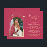 21st Birthday Party Celestial Photo Magenta Gold Invitation<br><div class="desc">21st Birthday Party Twenty One Twenty First Celestial Photo Magenta Gold Sun Moon Stars Invitations Invites features the sun, moon and stars with a gold frame on a magenta background. Personalise by editing the text in the text boxes provided and adding your favourite photo. PHOTO TIP: centre your photo before...</div>