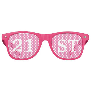 21st Birthday Party Favor Cute Pink White Retro Sunglasses