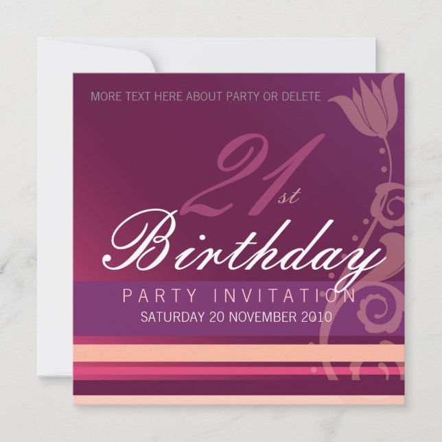21st Birthday Party Floral Invitation (Front)