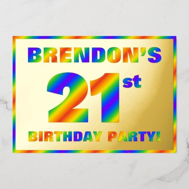 21st Birthday Party — Fun, Rainbow Spectrum “21” (Front)