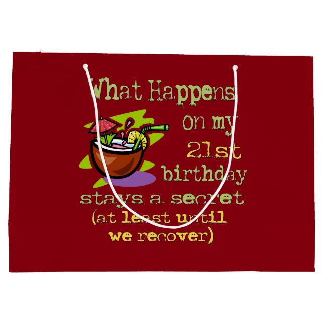 21st Birthday Party Gifts. What happens on my 21st Large Gift Bag (Back)