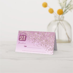 21st Birthday Party Glam Rose Gold Glitter Place Card
