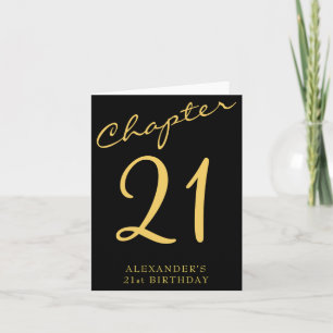 21st Birthday Party Gold Script Blue  Card