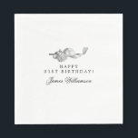 21st Birthday Party Golf Theme Editable Napkin<br><div class="desc">Elegant black and white custom birthday napkins for a golfer. The top of is decorated with golf accessories - a golf club, golf ball, hat and gloves. The watercolor design creates a traditional and classic aesthetic. Perfect for a birthday bash at the club or a backyard BBQ. All of the...</div>