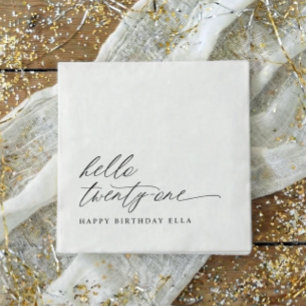 21st Birthday Party Hello 21 Modern Milestone Napkin