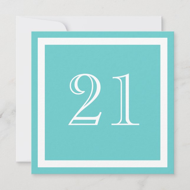 21st Birthday Party Invitation - Aqua (Front)