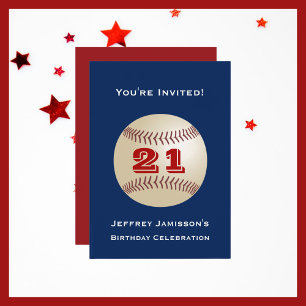 21st Birthday Party Invitation Baseball