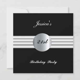 21st Birthday Party Invitation Black