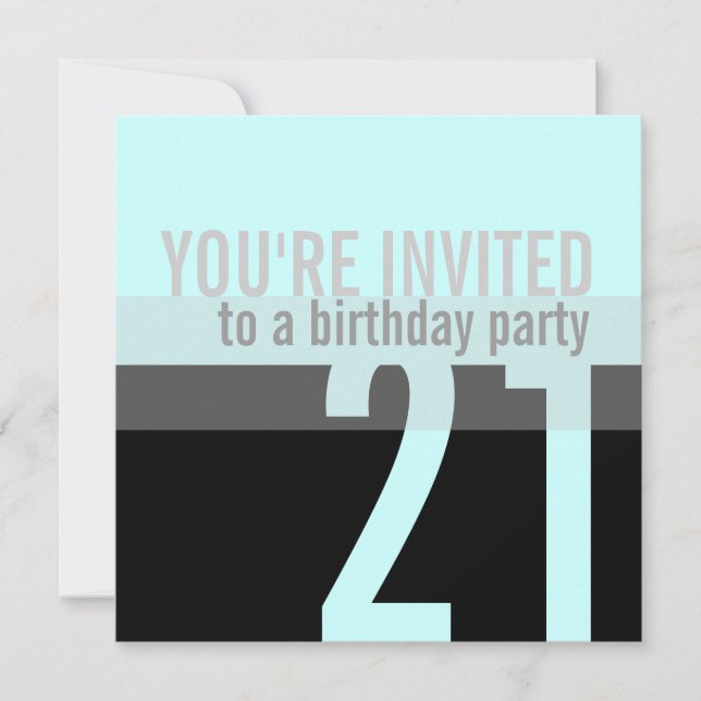 21st Birthday Party Invitations {Teal Blue} (Front)