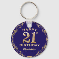 21st Birthday Party Navy Blue and Gold Glitter