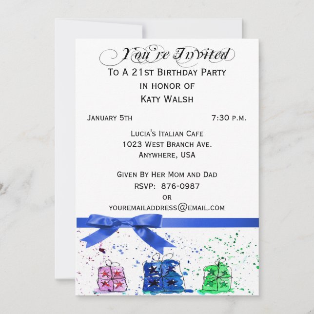 21st Birthday Party Personalised Invitation (Front)