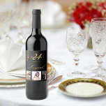 21st birthday party photo black gold cheers chic wine label<br><div class="desc">A bottle label for a 21st birthday party. Personalise and add 3 of your own photos, a name, age 21 and a date. Date of birth or the date of the party. Golden coloured letters. The word: Cheers, in faux gold written with a trendy hand lettered style script. Elegant, classic...</div>