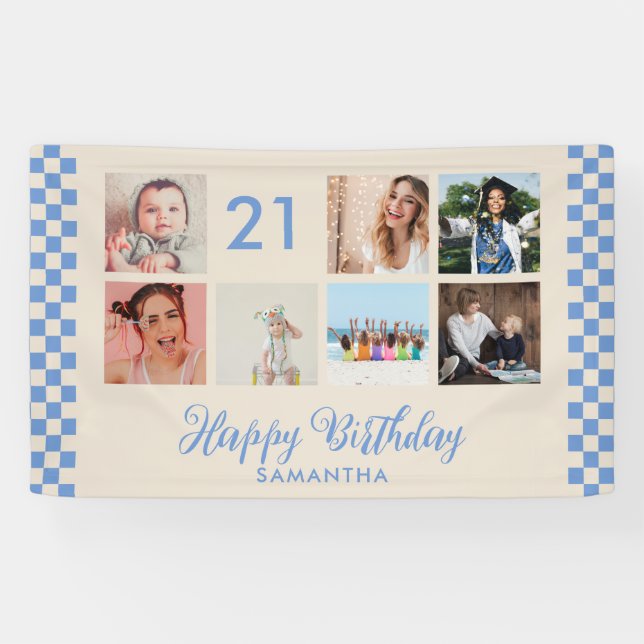 21st Birthday Party Photo Collage Banner (Horizontal)