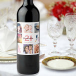 21st birthday party photo collage wine label<br><div class="desc">A bottle label for a 21st birthday party,  celebrating her life with a collage of 8 of your photos.  Templates for a name,  age 21 and a date.  Date of birth or the date of the party.  Coral and burgundy coloured letters.  White background.</div>