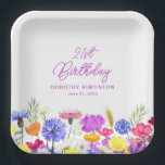 21st Birthday Party Purple Wildflower Custom Paper Plate<br><div class="desc">A pretty watercolor wildflower border decorates the bottom of this birthday party custom paper plate. The colourful wildflowers are perfect for a spring or summer birthday party. The birthday celebrant's name and birthday are included for you to personalise. All text is editable.</div>