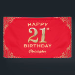 21st Birthday Party Red and Gold Glitter Frame Banner<br><div class="desc">21st Birthday Party Red and Gold Glitter Frame Banner. For further customisation,  please click the "Customise it" button and use our design tool to modify this template.</div>
