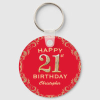 21st Birthday Party Red and Gold Glitter Frame