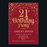 21st Birthday Party - Red & Gold Invitation<br><div class="desc">21st Birthday Party Invitation.
Elegant design in red and faux glitter gold. Features stylish script font and confetti. Message me if you need custom age.</div>