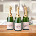 21st birthday party rose gold blush pink legal fun sparkling wine label<br><div class="desc">A girly, elegant and feminine bottle label for a fun 21st birthday party. Personalise and add a name, age 21 and a date. Date of birth or the date of the party. White and dark rose gold coloured letters. Stylish and trendy rose gold, blush pink background colour. The text: Legal...</div>