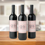 21st birthday party rose gold blush pink legal wine label<br><div class="desc">A girly and feminine bottle label for a fun 21st birthday party. Personalise and add a name, age 21 and a date. Date of birth or the date of the party. White and dark rose gold coloured letters. Elegant and trendy rose gold, blush pink background colour. The text: Legal and...</div>